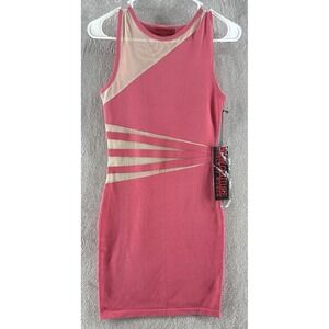 WOW Couture Dress Womens Small Pink Sheer Side Cut Out Bodycon Sleeveless NWT